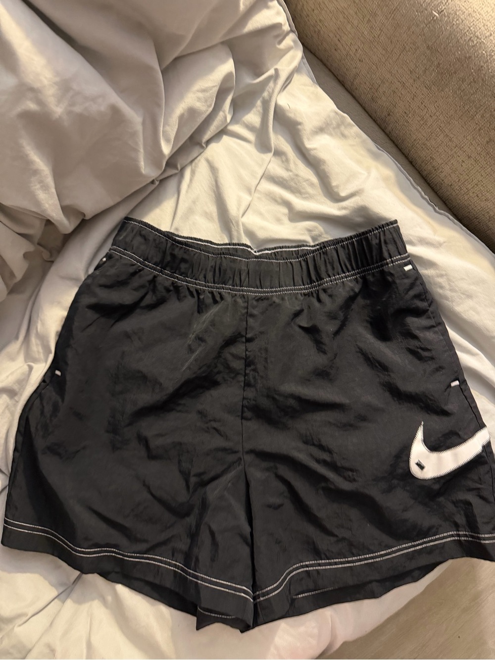 Nike Black Women’s Athletic Shorts with White Swoosh